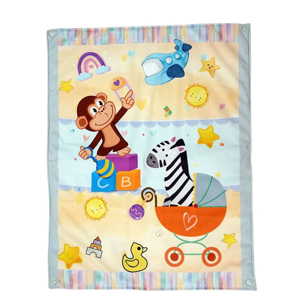 Baby Moo Zebra in Pram 3 Velvet And 1 Waterproof Diaper Changing Sheet Set - Yellow