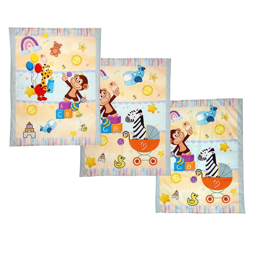 Baby Moo Zebra in Pram 3 Velvet And 1 Waterproof Diaper Changing Sheet Set - Yellow