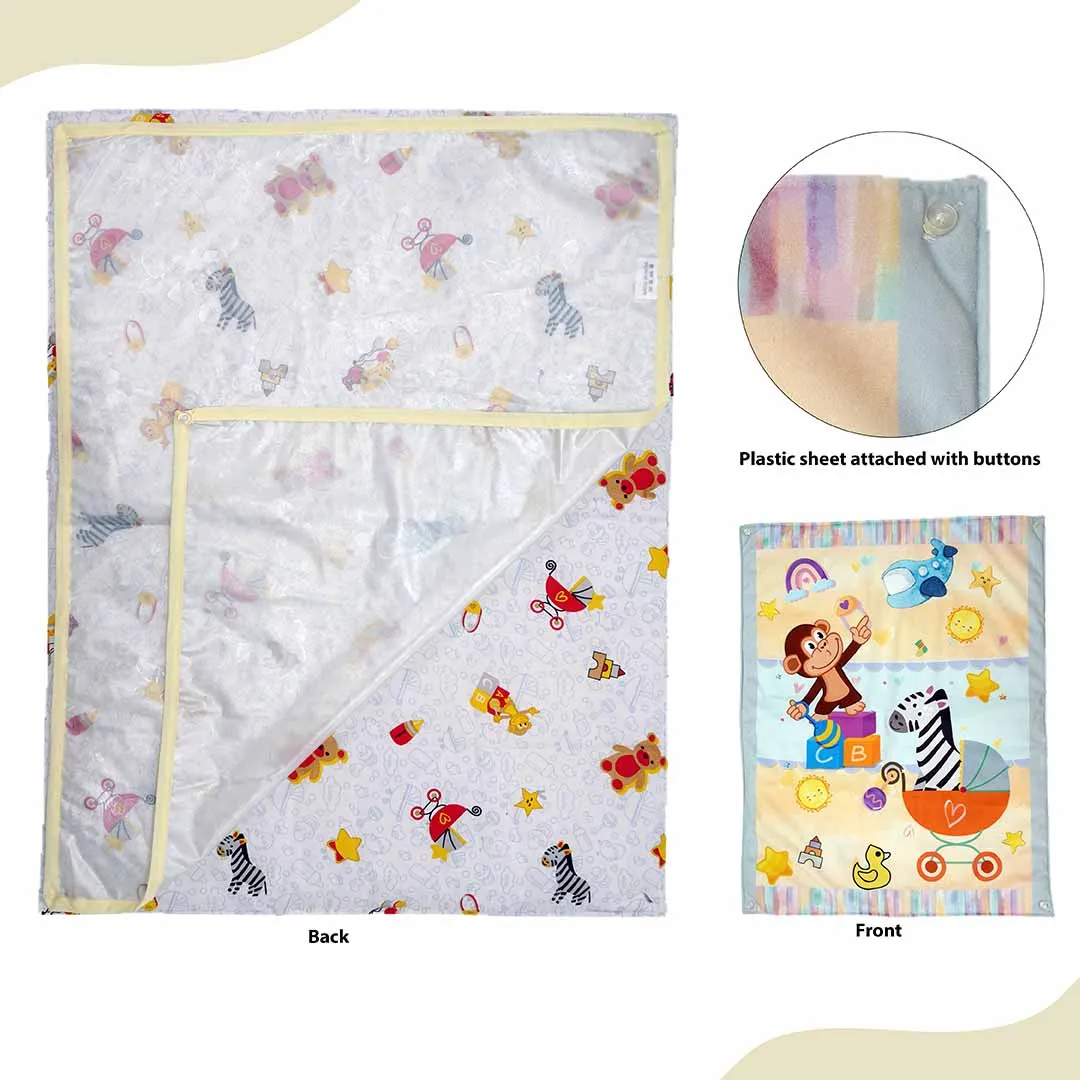 Baby Moo Zebra in Pram 3 Velvet And 1 Waterproof Diaper Changing Sheet Set - Yellow