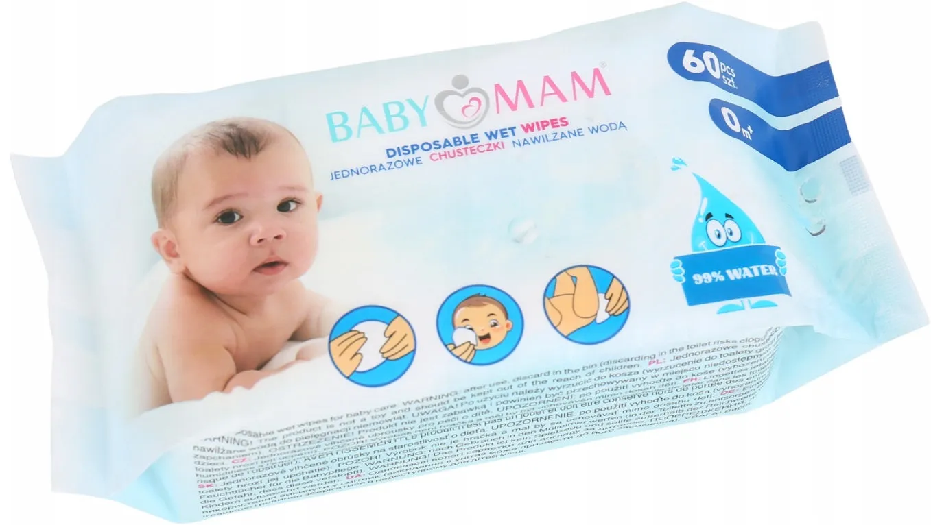 Baby Wet Wipes Safe and Gentle for Delicate Skin with 99% Water BABYMAM
