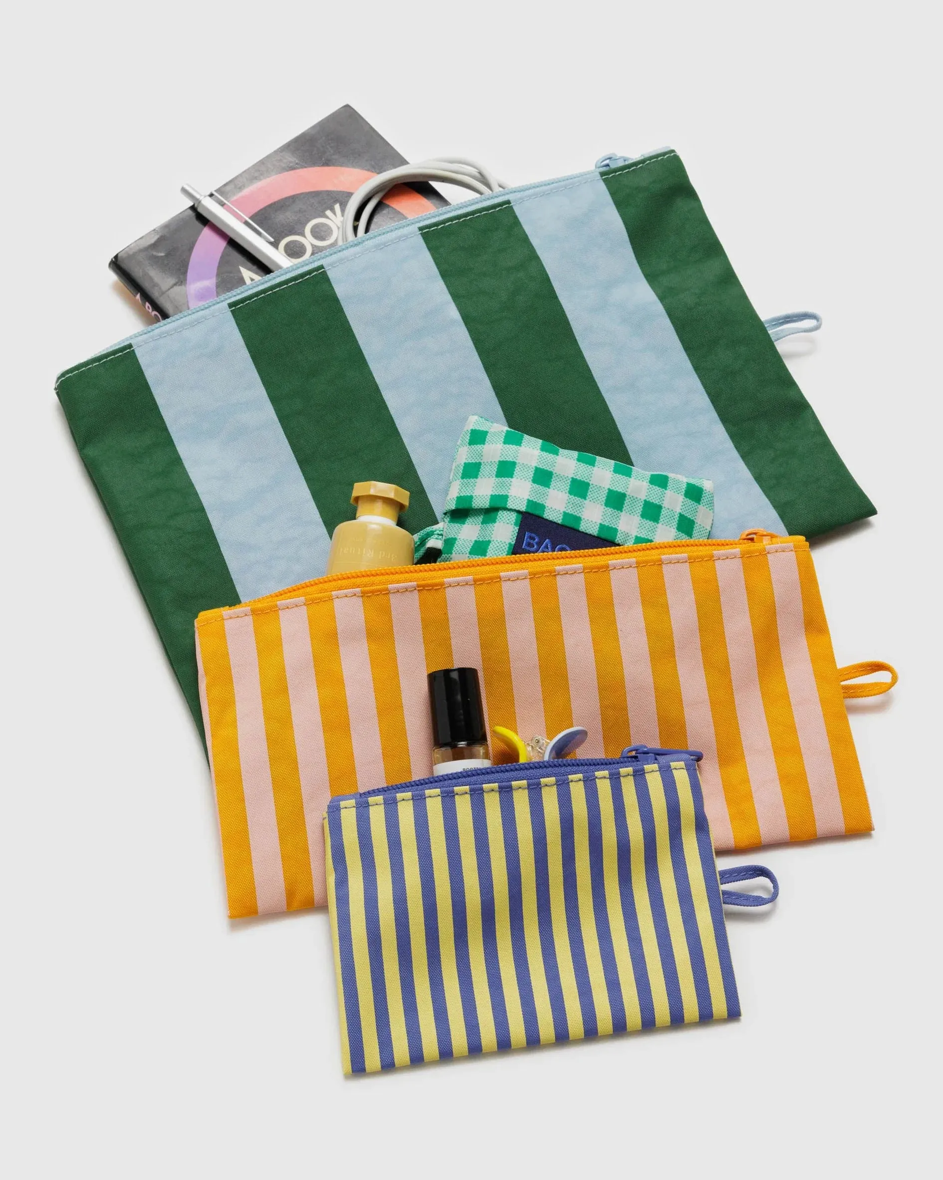 Baggu | Flat Pouch Set | Hotel Stripes