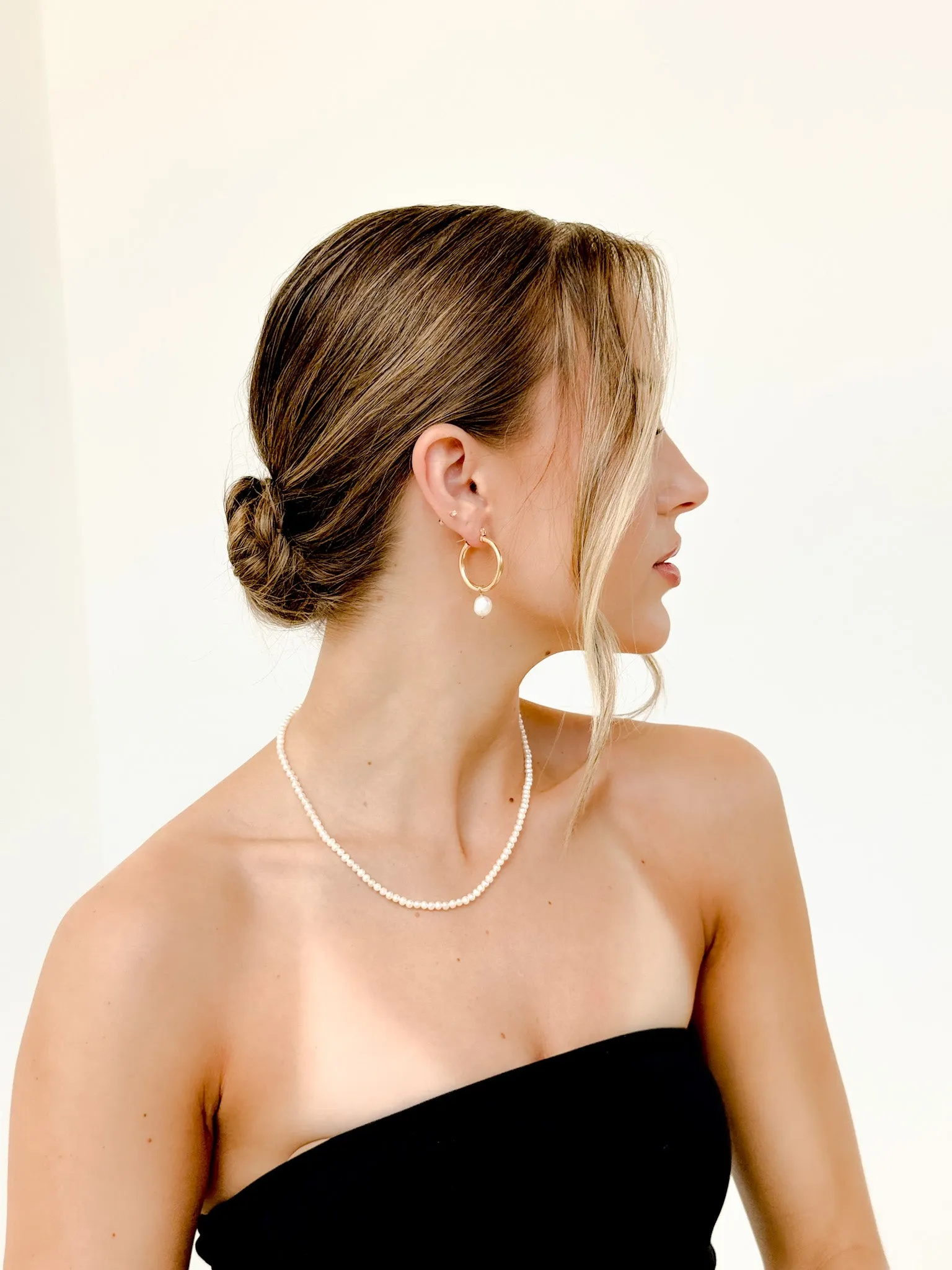 Baroque Pearl Gold Hoop Earrings (detachable pearls)