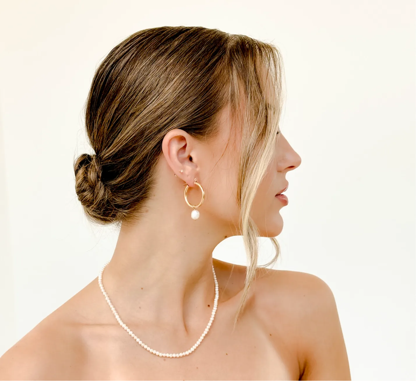 Baroque Pearl Gold Hoop Earrings (detachable pearls)