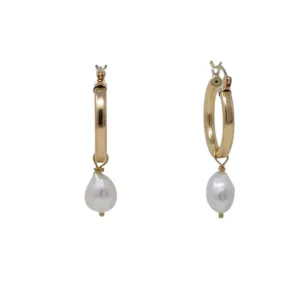 Baroque Pearl Gold Hoop Earrings (detachable pearls)