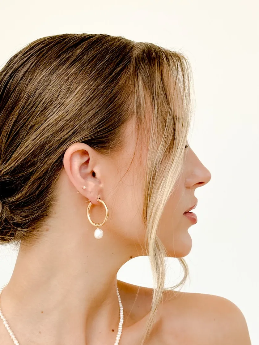 Baroque Pearl Gold Hoop Earrings (detachable pearls)