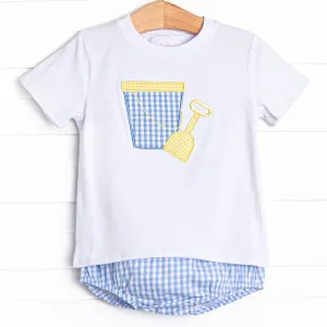 Beach Builder Applique Diaper Set, Blue