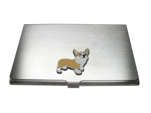 Beige and White Toned Corgi Dog Business Card Holder