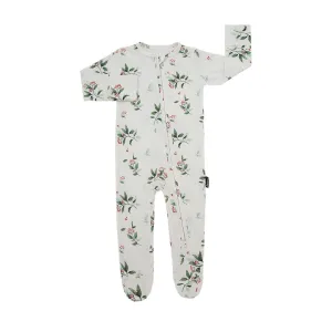 Belan.J Footed Zipper Sleeper - Holly Berries