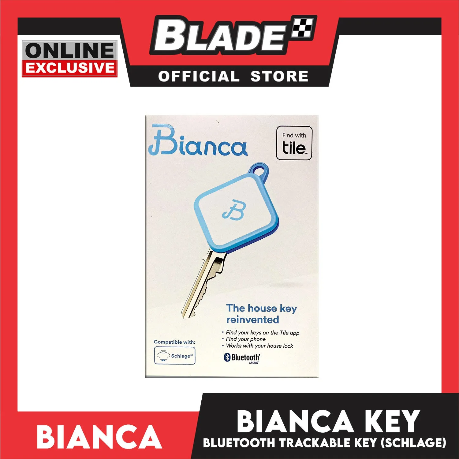 Bianca Bluetooth House Key B0001-W-B-SC Compatible with Schlage SC1, 68