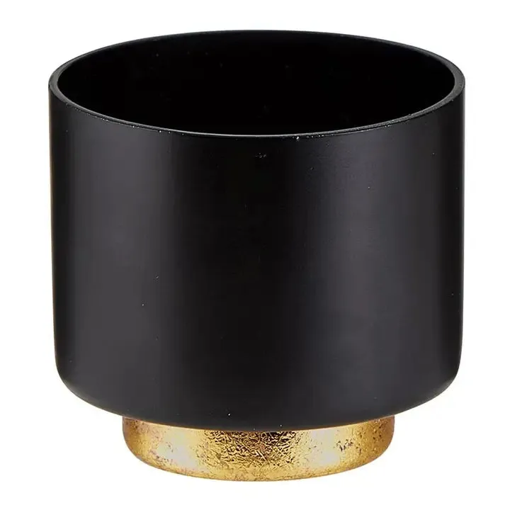 Black & Gold Footed Votive Holder