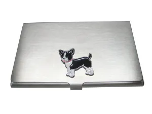 Black and White Toned Boston Terrier Dog Business Card Holder