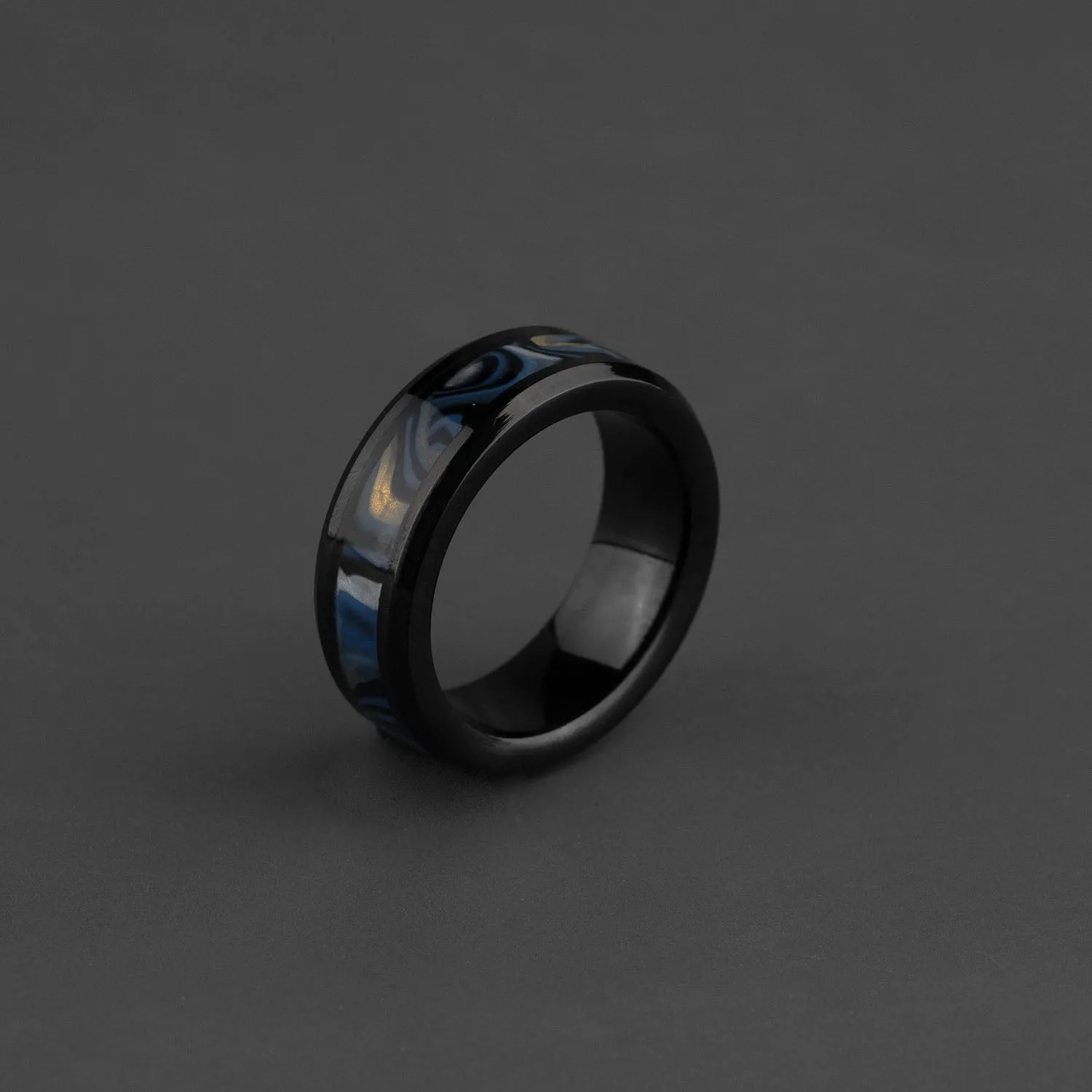 Black Damascus Inlay Ring