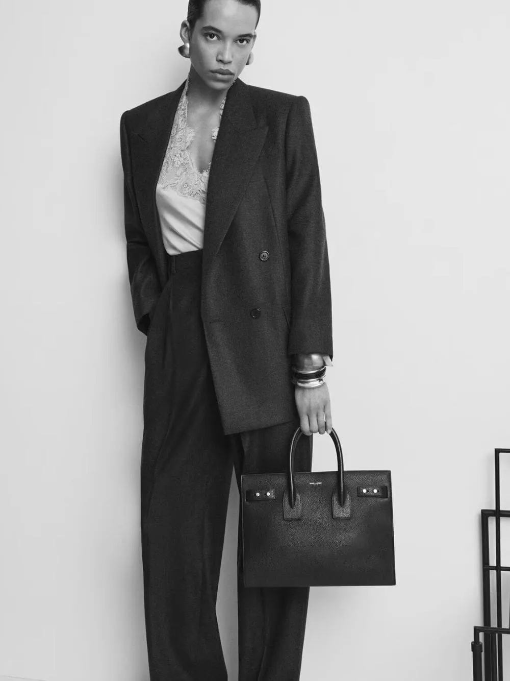 Black Small Sac de Jour in Supple Grained Leather