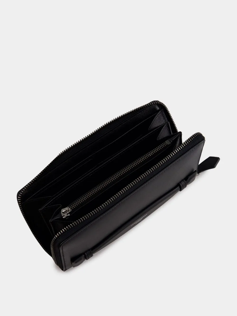 Black Zip-Around Calfskin Wallet