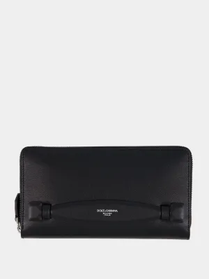 Black Zip-Around Calfskin Wallet