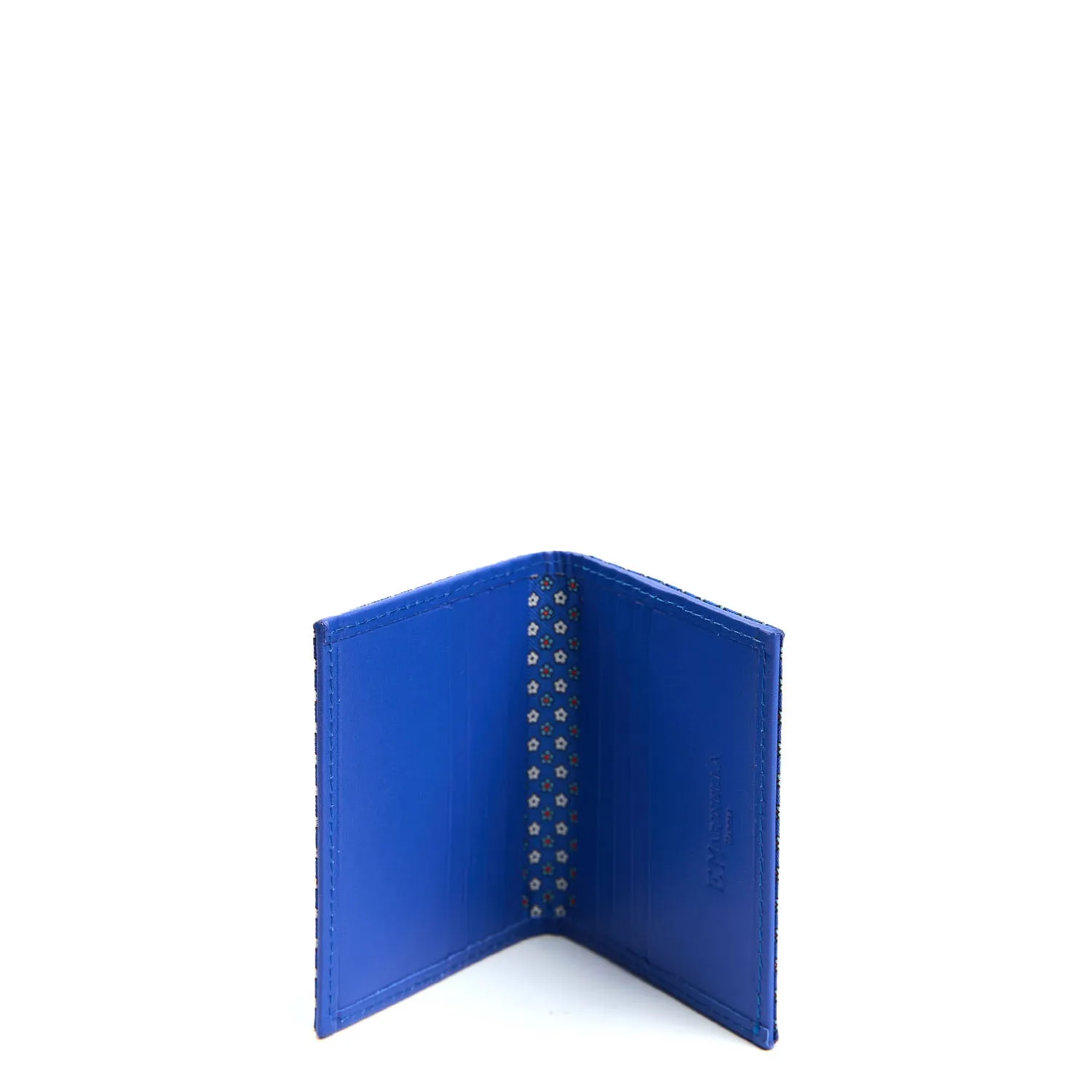 BLUETTE SILK AND LEATHER FOLDING CARD HOLDER