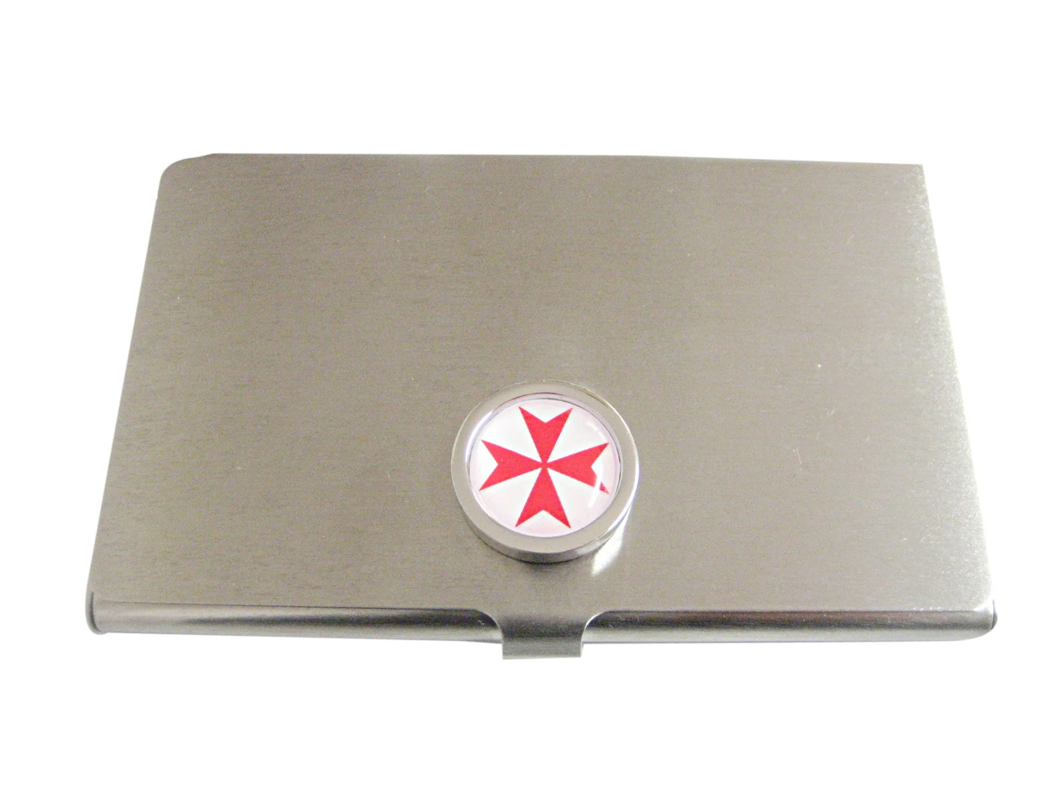 Bordered Red Maltese Cross Business Card Holder