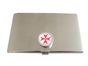 Bordered Red Maltese Cross Business Card Holder