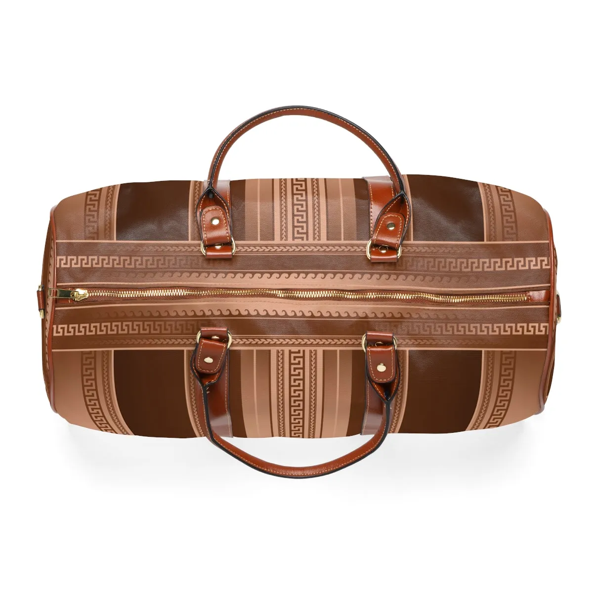 Bronze Greek Key Waterproof Travel Bag
