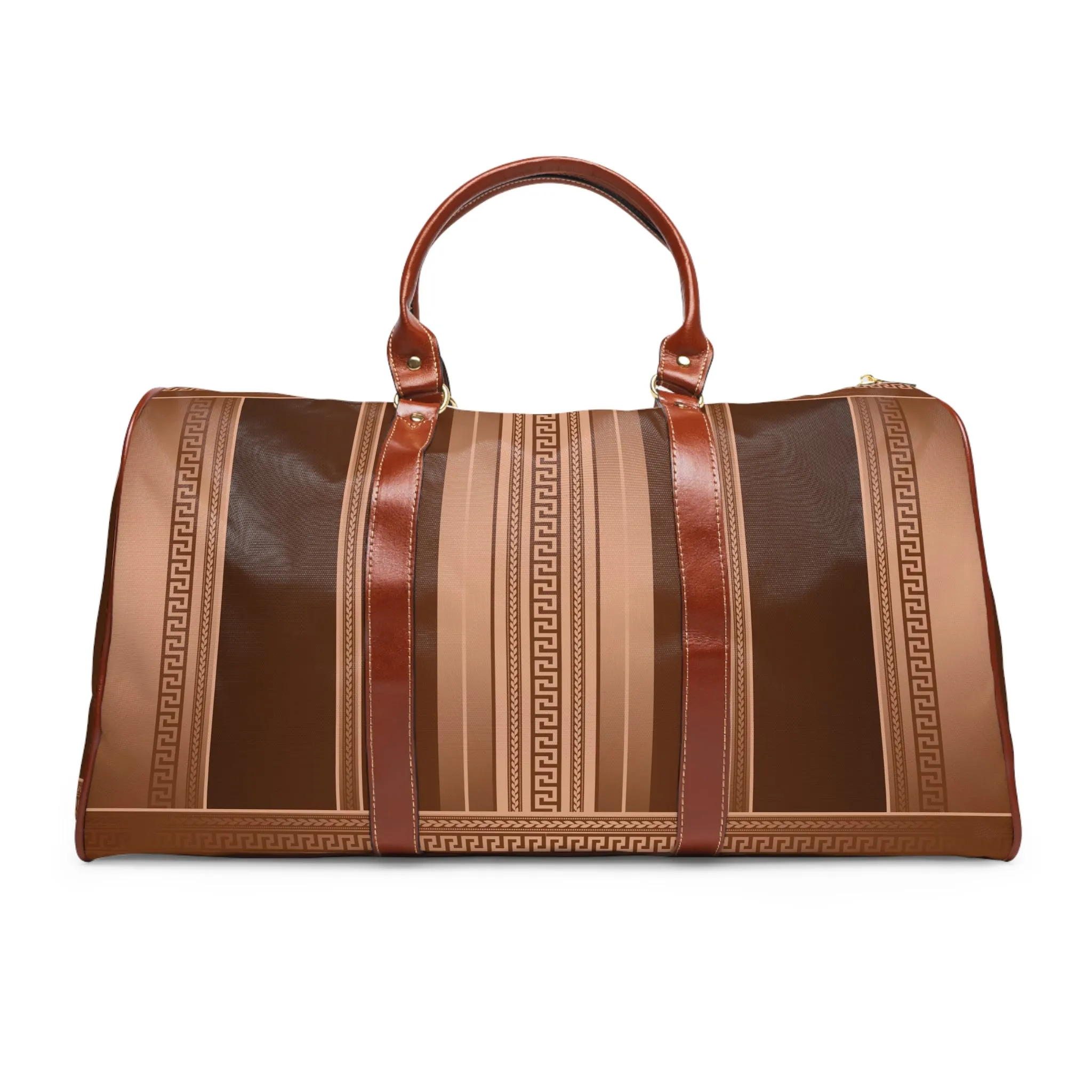 Bronze Greek Key Waterproof Travel Bag