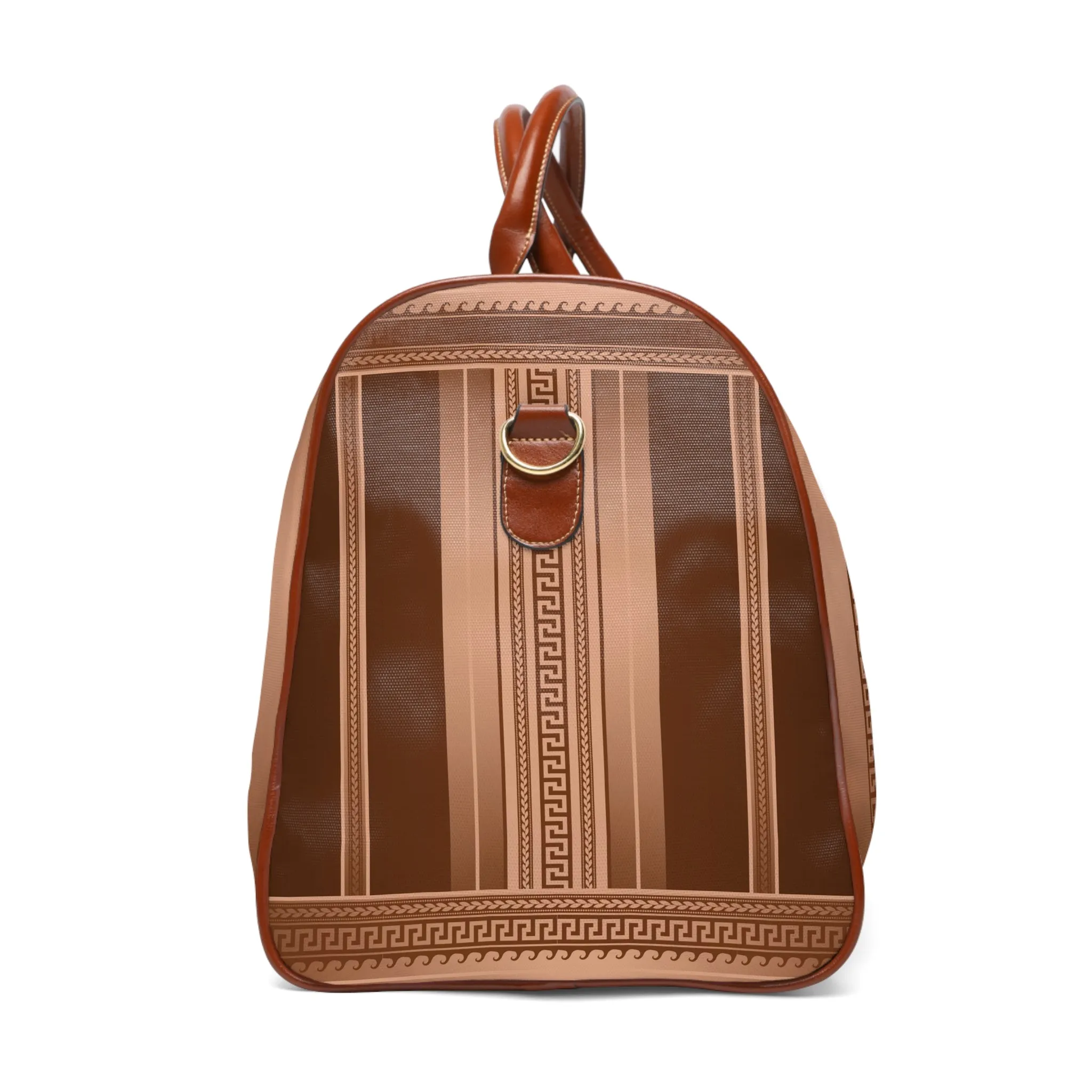 Bronze Greek Key Waterproof Travel Bag