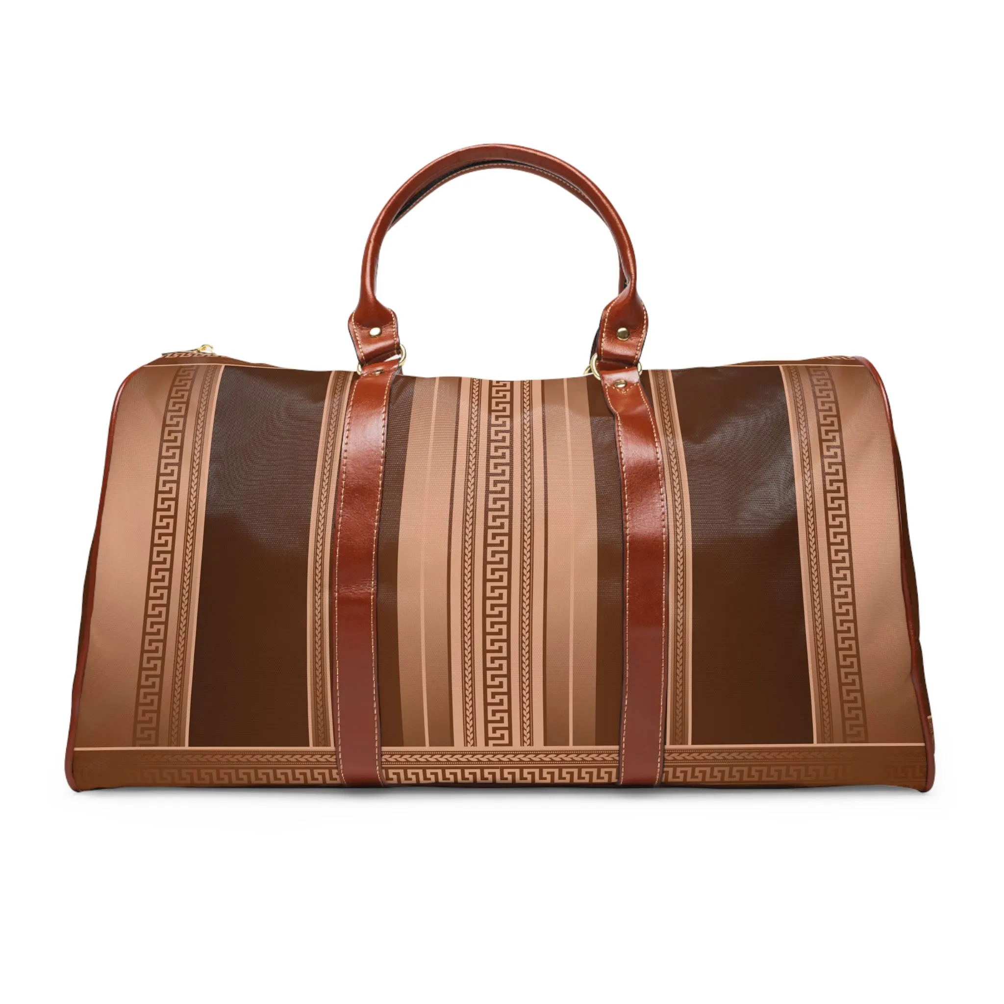 Bronze Greek Key Waterproof Travel Bag