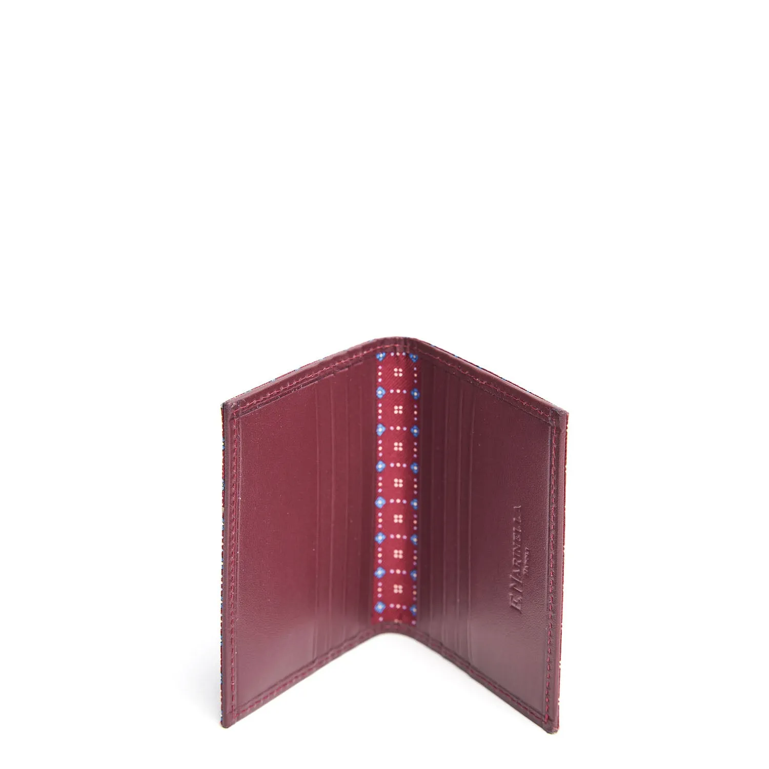 BURGUNDY LEATHER FOLDING CREDIT CARD