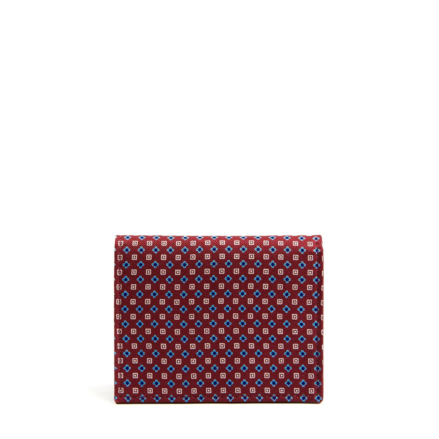 BURGUNDY SILK AND LEATHER FOLDING CARD HOLDER