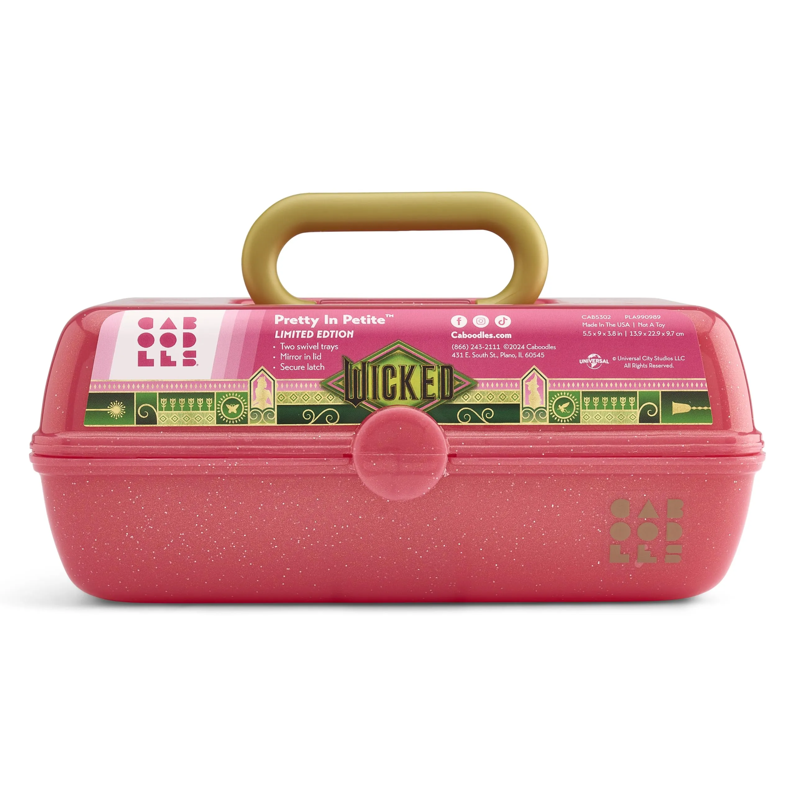 Caboodles Women's Pretty in Petite Cosmetic Case, Wicked Glinda-Pink Sparkle