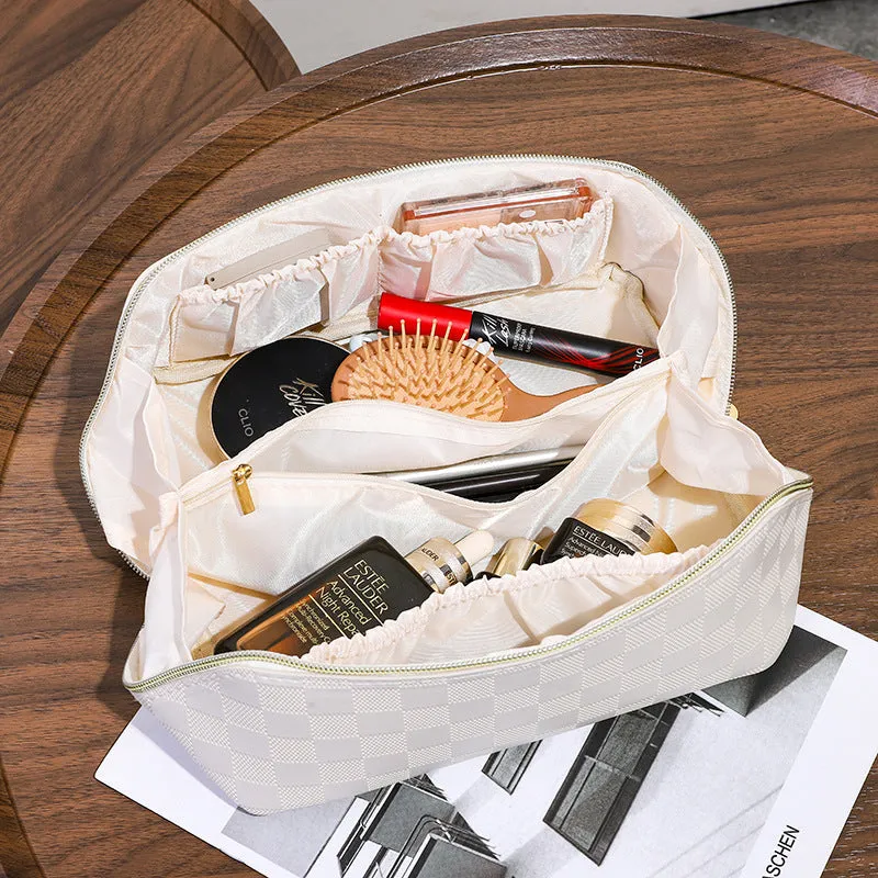 Capacity Chessboard Grid Toiletry Storage Good-looking Bags