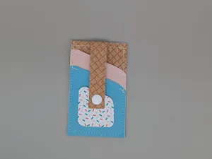 Card wallet /w coin pocket- Blue sprinkle cone