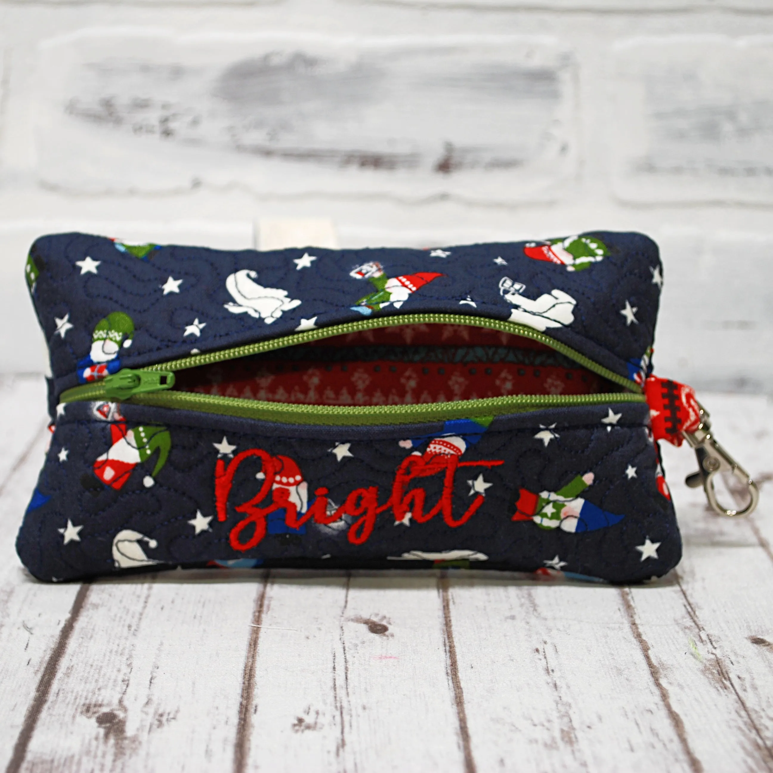 Christmas Gnome Personalized Quilted Pouch