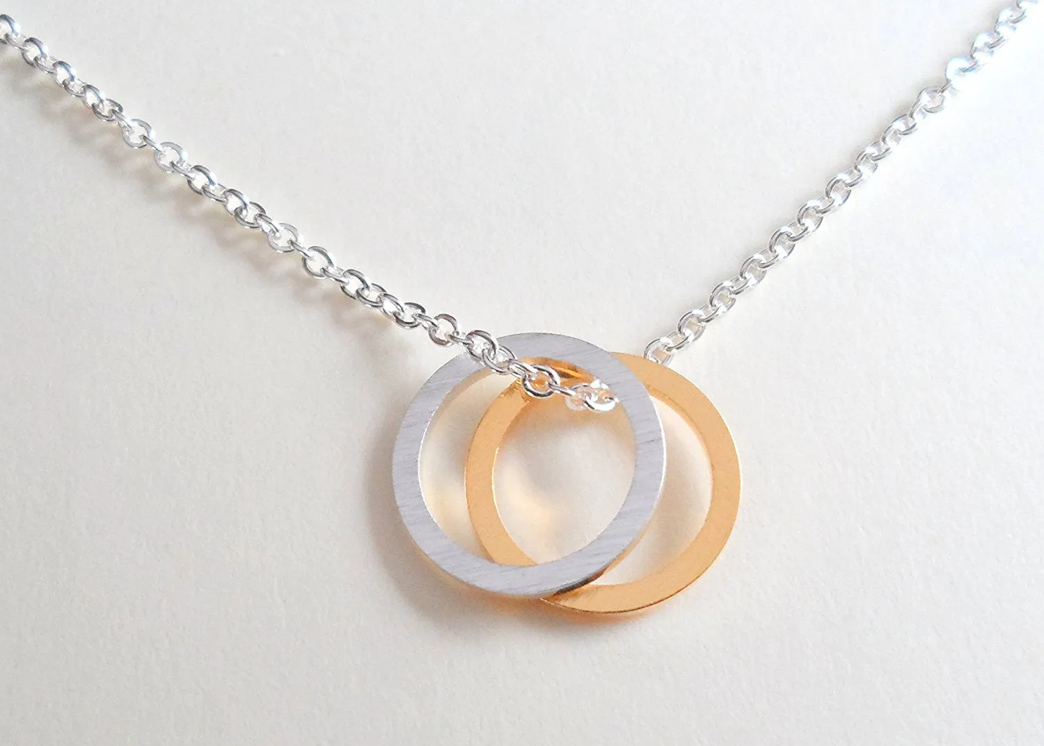 Circle Necklace, Silver Ring and Gold Ring - Like a Circle Our Love Will Never End