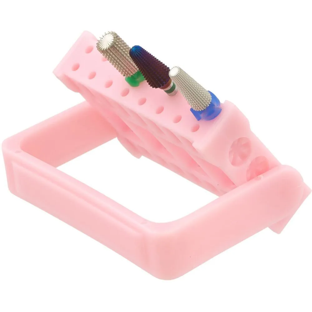 Clamshell Nail Carbide Drill Bit Holder &amp; Storage (Case Only) - 16 Holes - Pink - Each