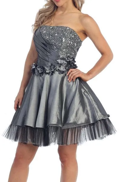 CLEARANCE - Juliet 1213 Lace Up Back Dress Short A-Line Strapless (Size XL)