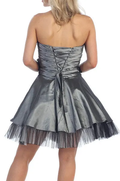 CLEARANCE - Juliet 1213 Lace Up Back Dress Short A-Line Strapless (Size XL)