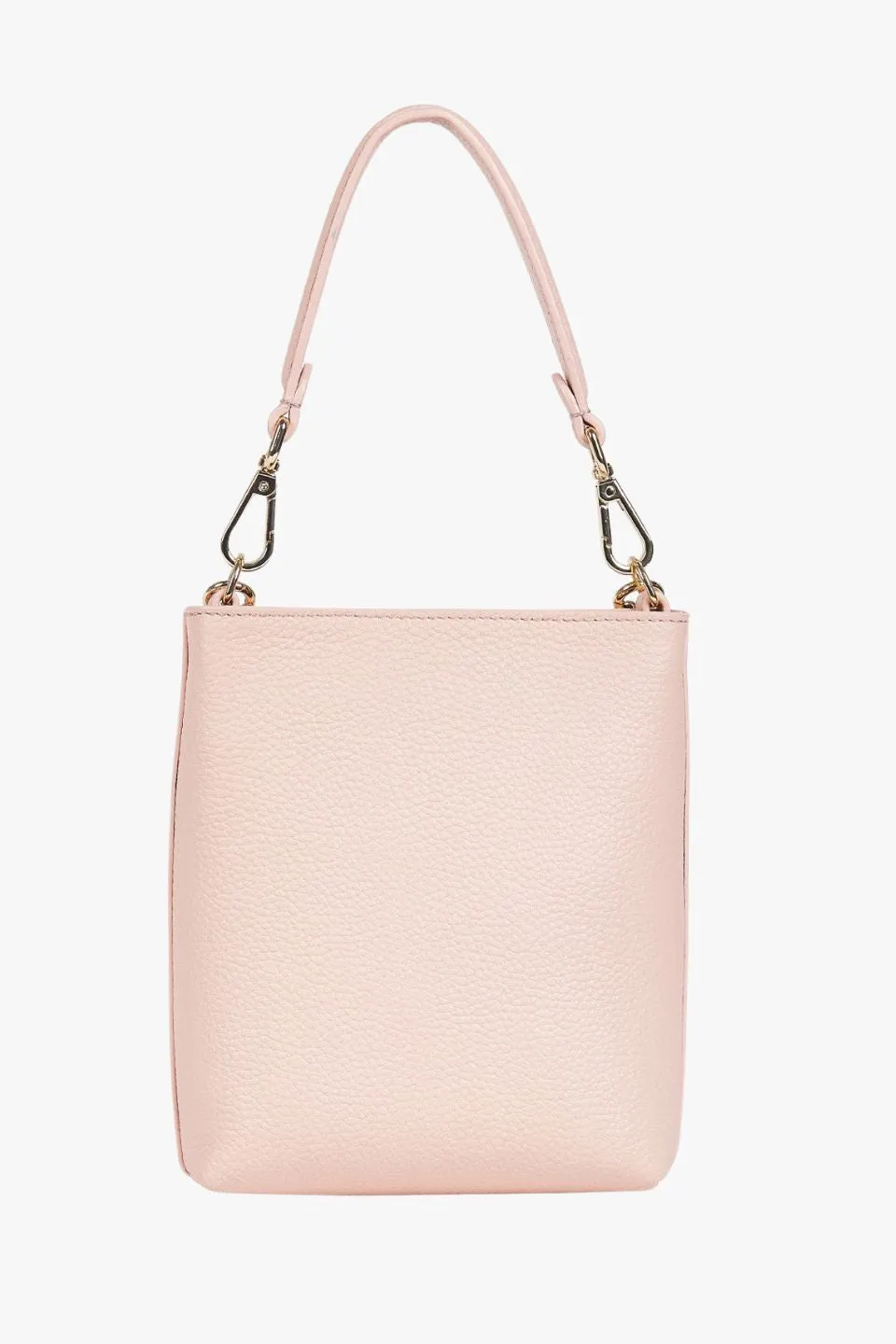 Coco Blush Leather Bucket Bag with Gold Chain