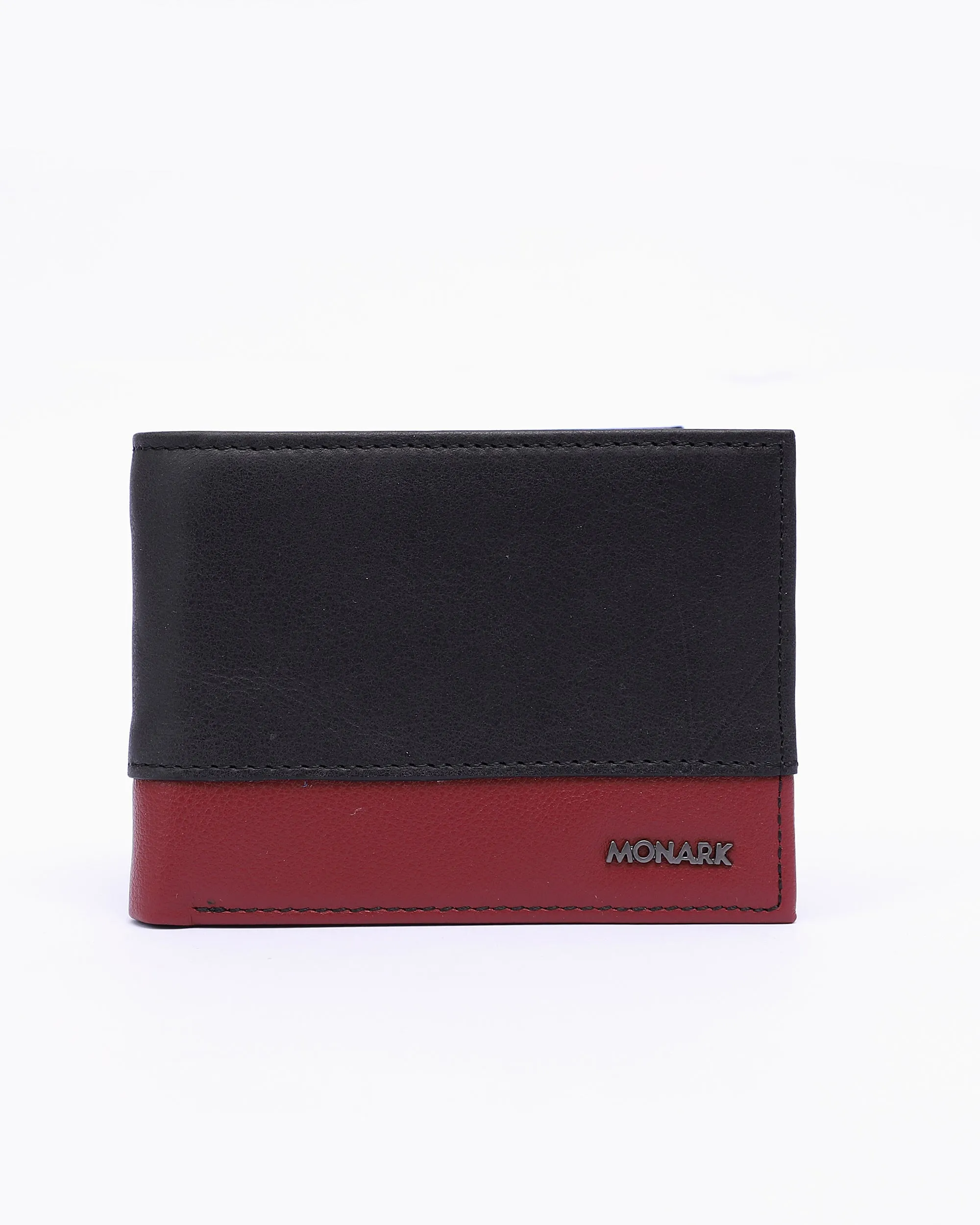 COLOR-BLOCK BILLFOLD LEATHER WALLET