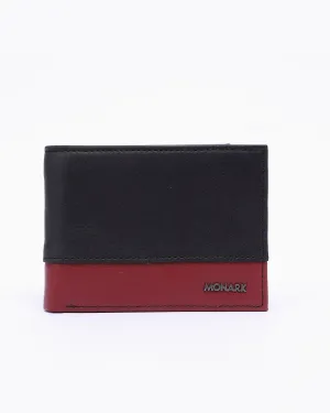 COLOR-BLOCK BILLFOLD LEATHER WALLET
