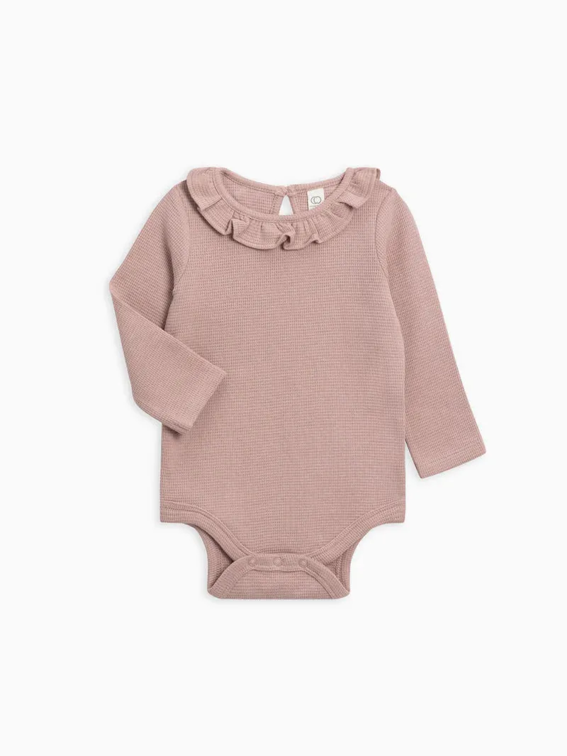 COLORED ORGANICS Organic Baby Mae Waffle Ruffle Bodysuit