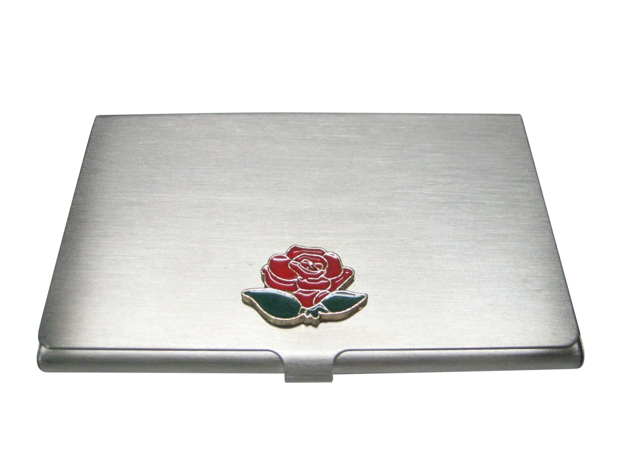 Colorful Short Red Rose Flower Business Card Holder