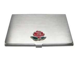 Colorful Short Red Rose Flower Business Card Holder