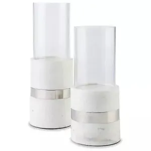 Contemporary Candle Holders in White Marble