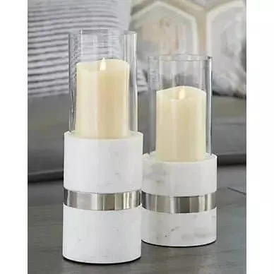 Contemporary Candle Holders in White Marble