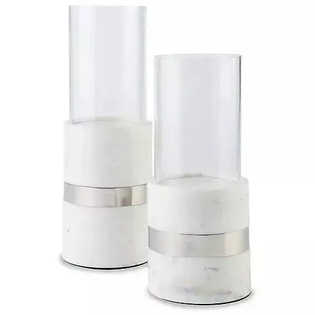 Contemporary Candle Holders in White Marble