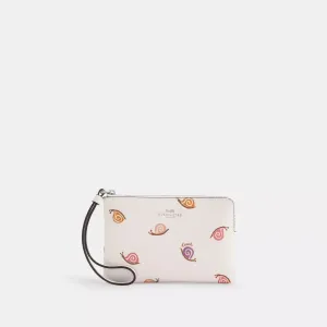 Corner Zip Wristlet With Snail Print