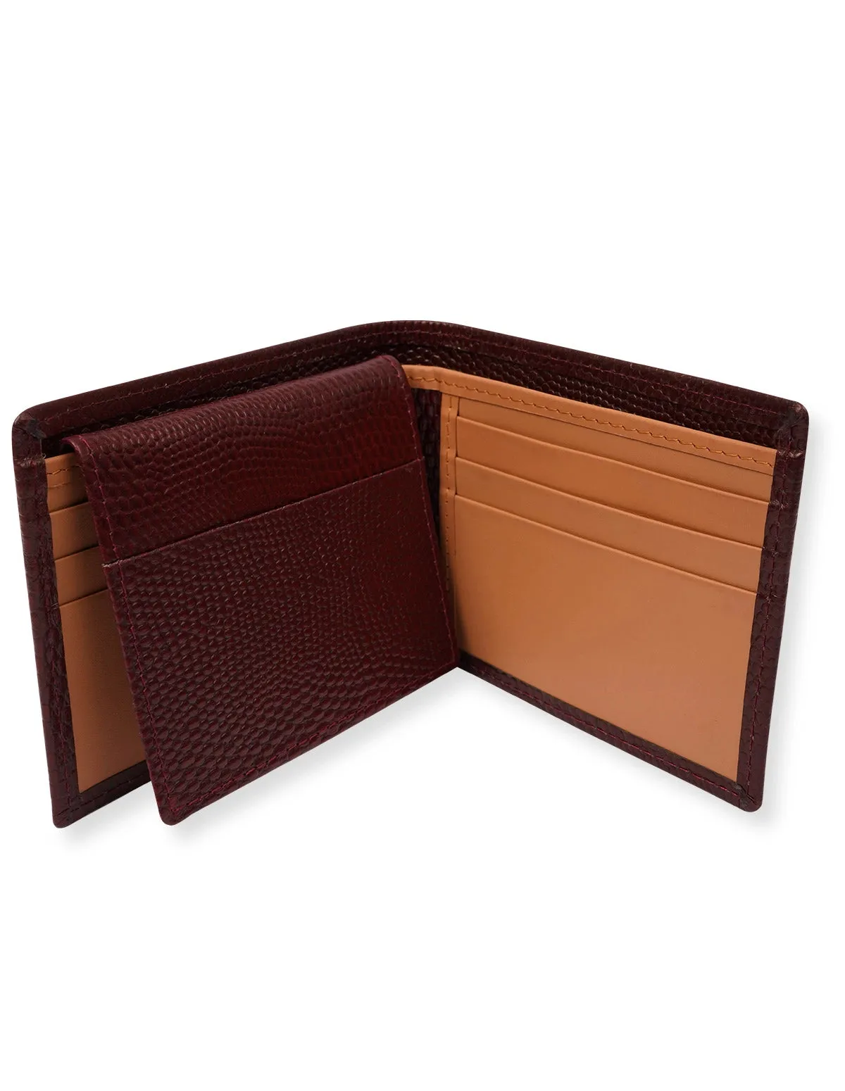 Cow Leather Wallet Maroon – Bifold with Card Slots
