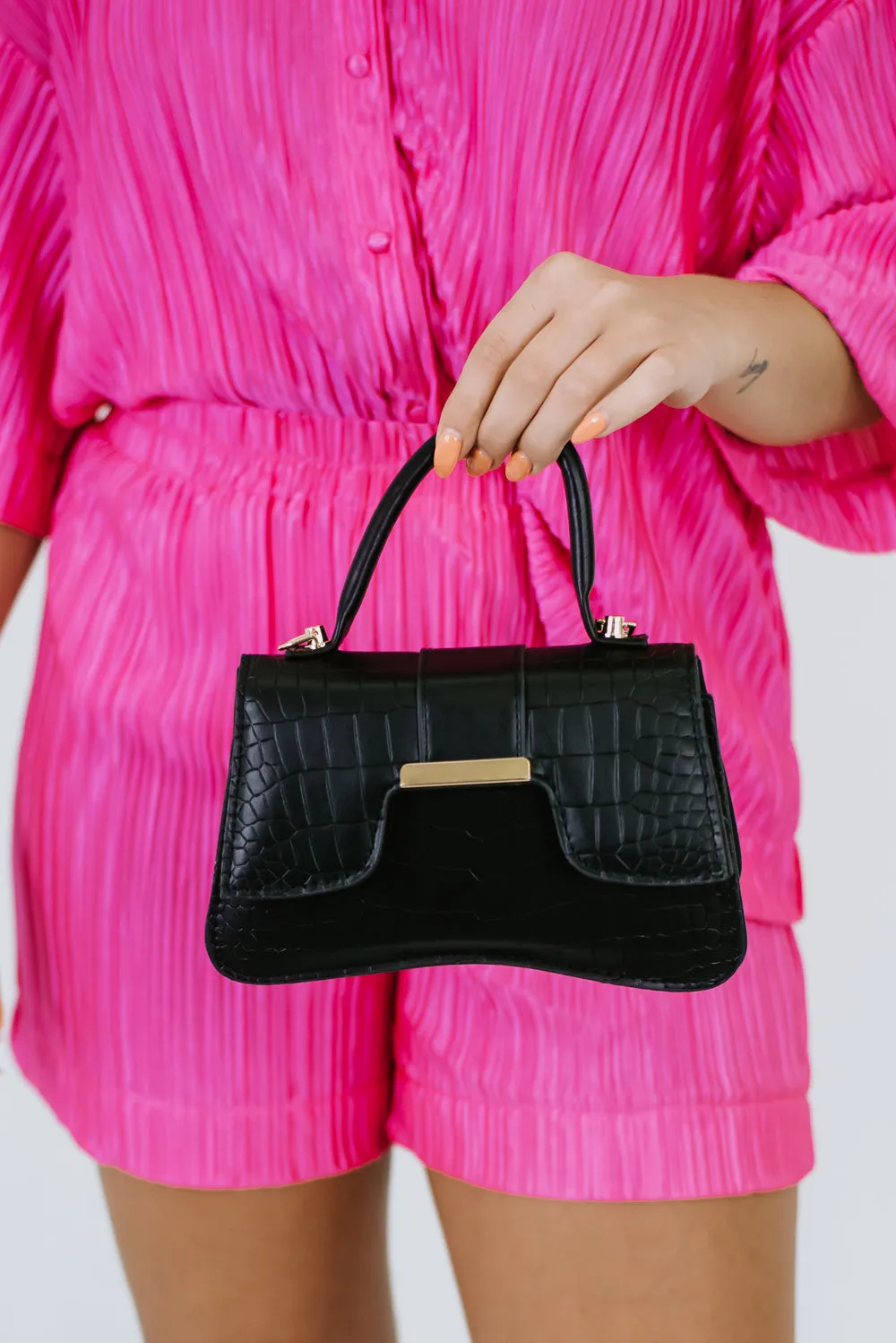 Croc Purse, Black