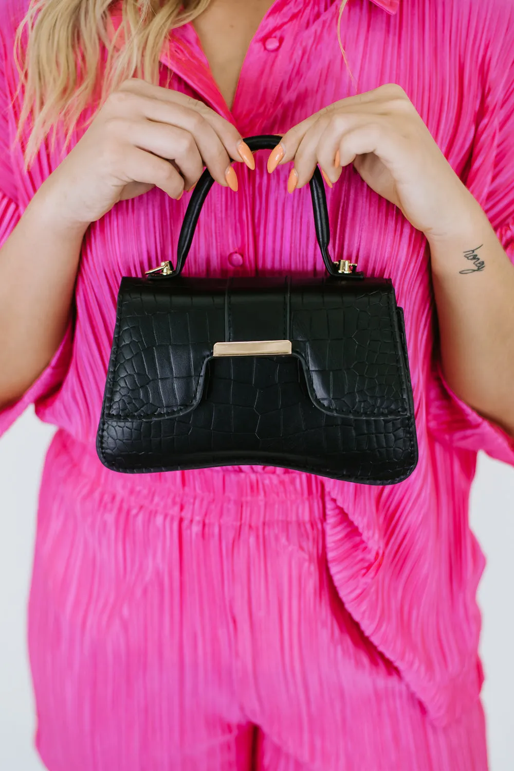 Croc Purse, Black