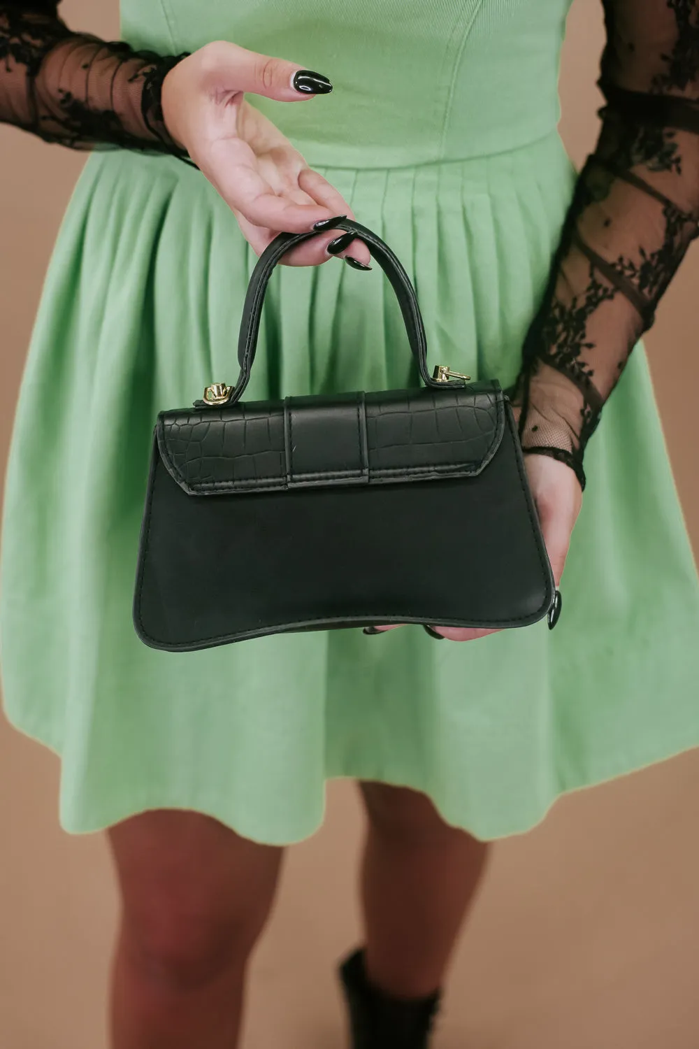 Croc Purse, Black